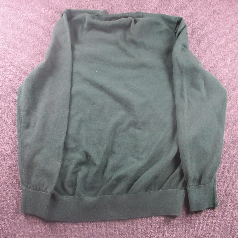 Nautica Sweater‎ Mens Medium Green 100% Cotton V Neck Logo Pullover Knit Classic
